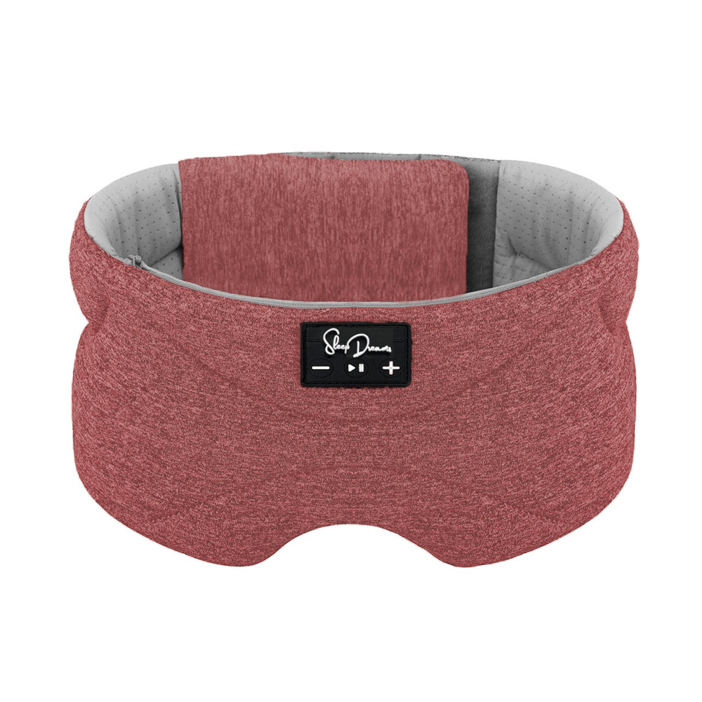 red sleep headphones with thick band for side sleepers