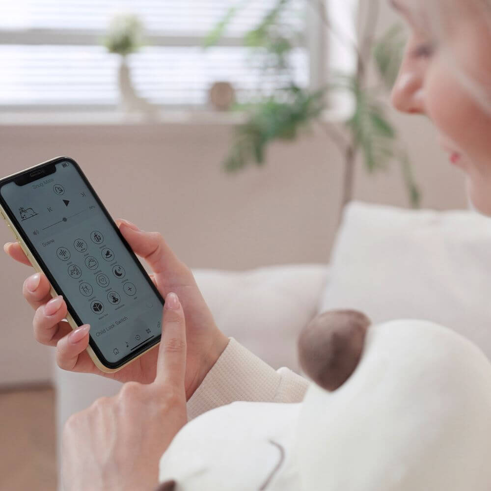 connect to your white noise via a phone app where you can change the white noise that your pillow is playing