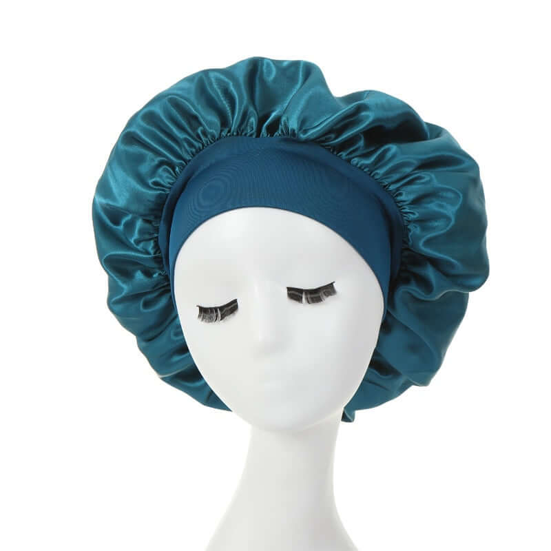 teal green satin hair bonnet