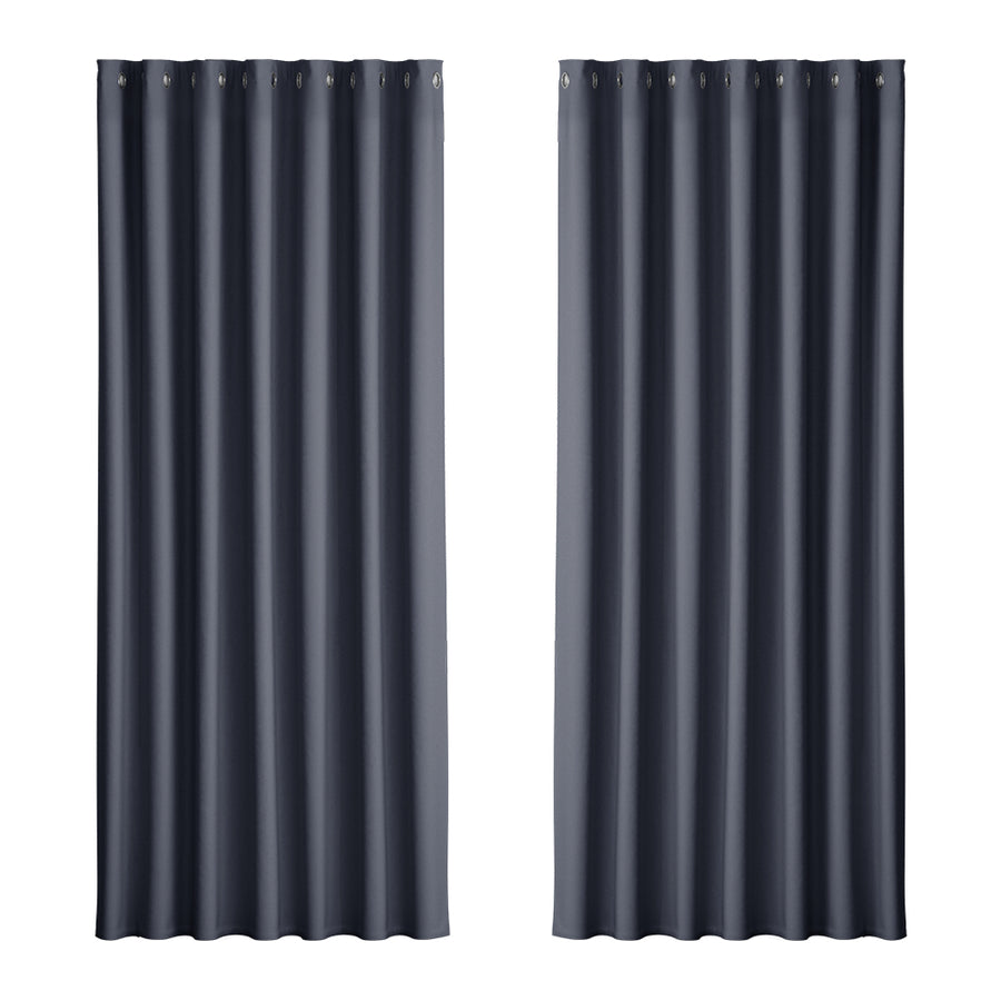 2 x Blackout Curtains - Eyelet 240 x 230cm - Charcoal - Sleep Dreams