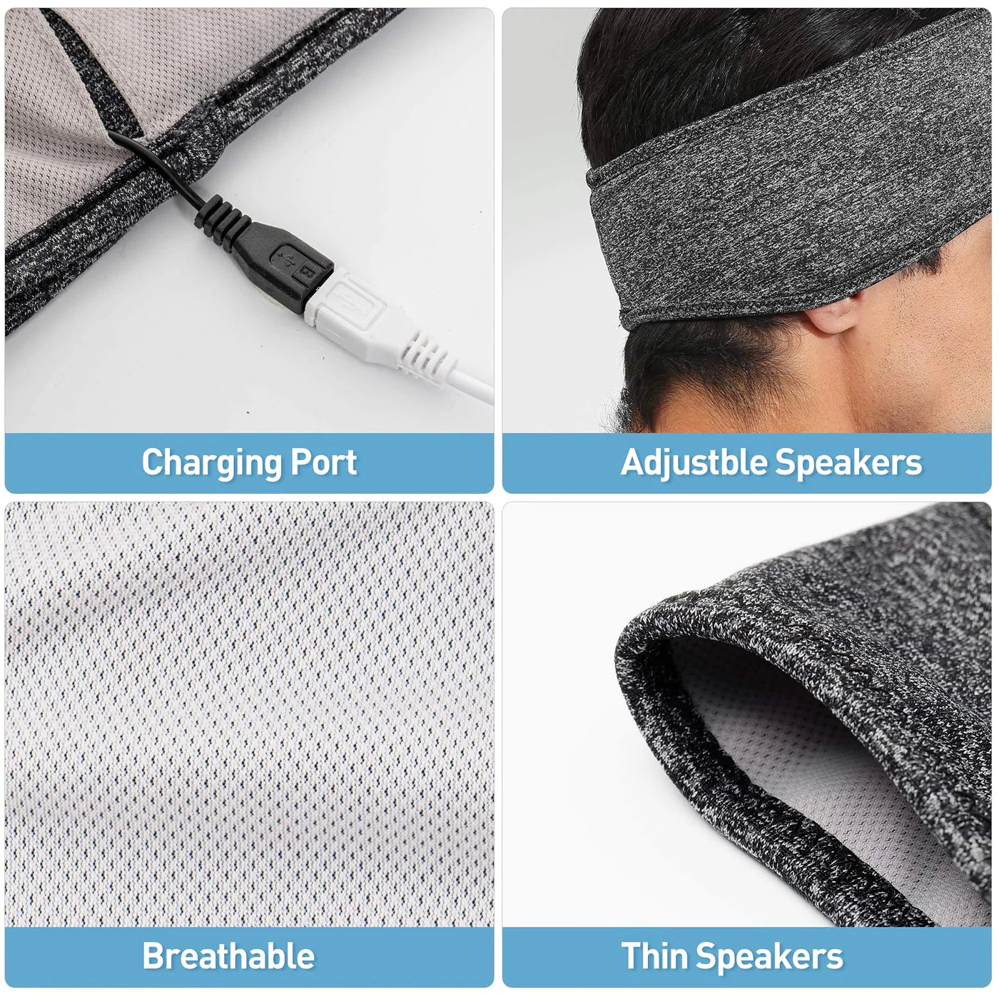 SleepSoftly™ Headphones Bluetooth Headband For Sleeping - Grey - Sleep Dreams