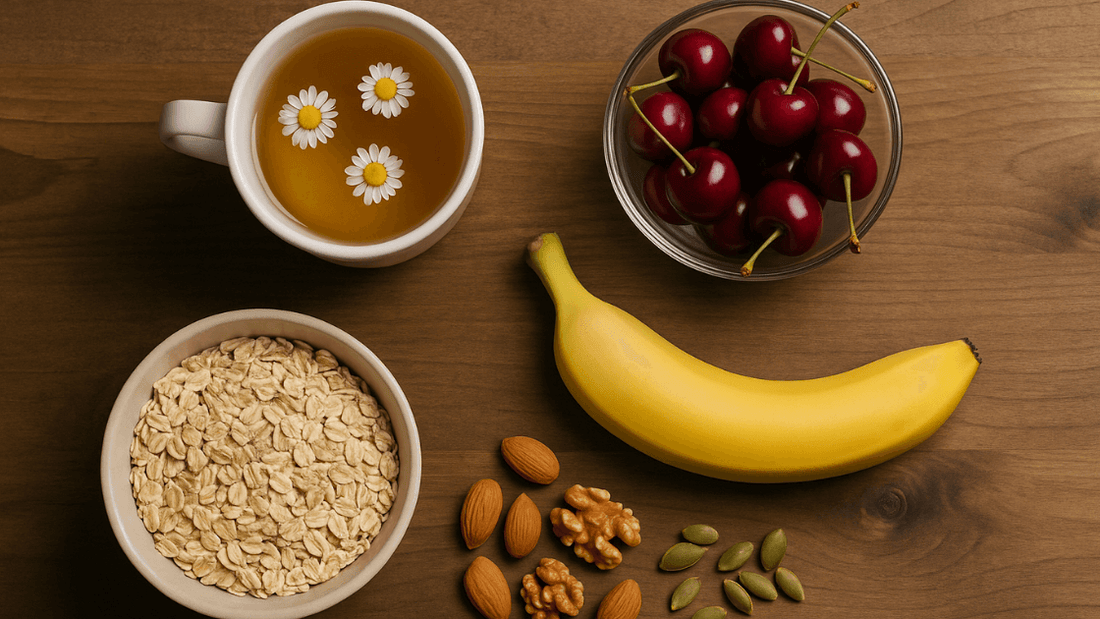 foods that are known to help you sleep better such as cherries, bananas and tea