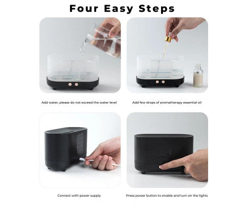225ml Wind Flame Humidifier & Aromatherapy Diffuser - Black