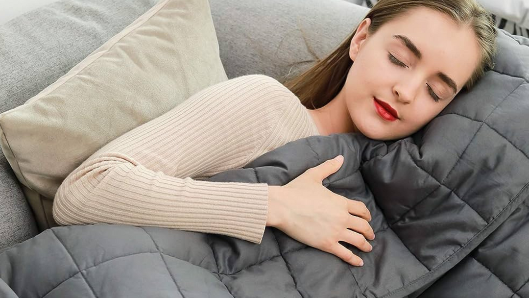 anxiety blanket girl asleep on couch