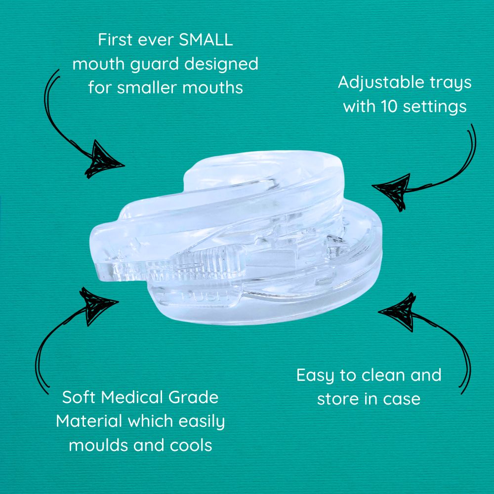 key features of the mouth snug mouth guard small sizes designed for women and teenagers