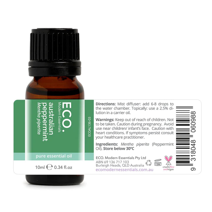Eco. Australian Peppermint Pure Essential Oil - 10ml - Sleep Dreams
