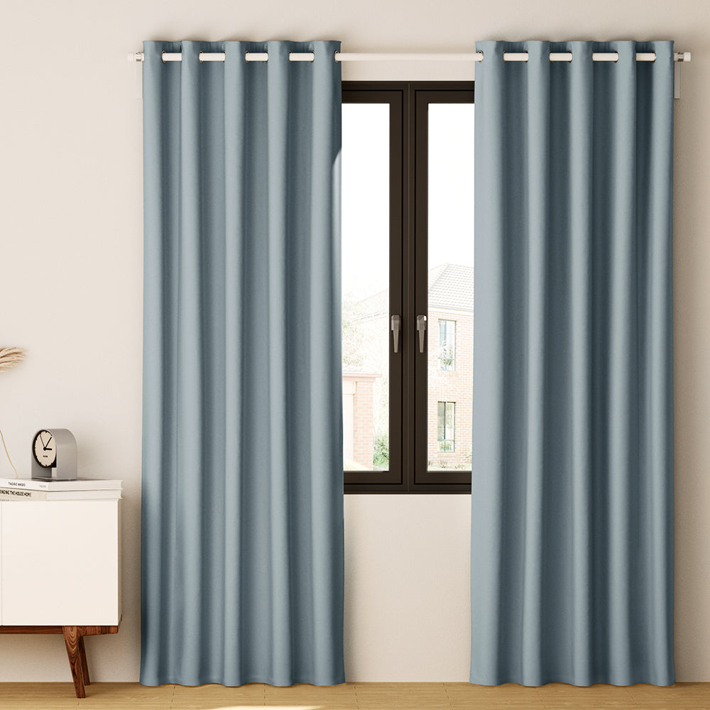 2 x Blackout Curtains - Eyelet 140 x 230cm - Grey - Sleep Dreams