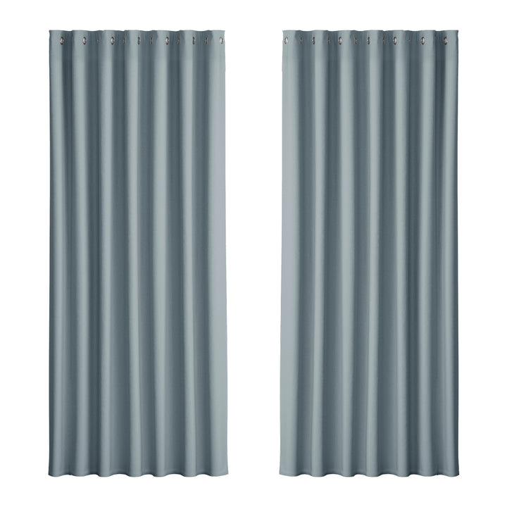 2 x Blackout Curtains - Eyelet 240 x 230cm - Grey - Sleep Dreams