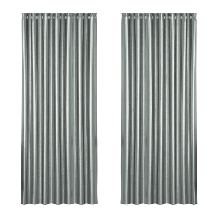 2 x Blackout Curtains - Eyelet 240 x 230cm - Grey Shine - Sleep Dreams