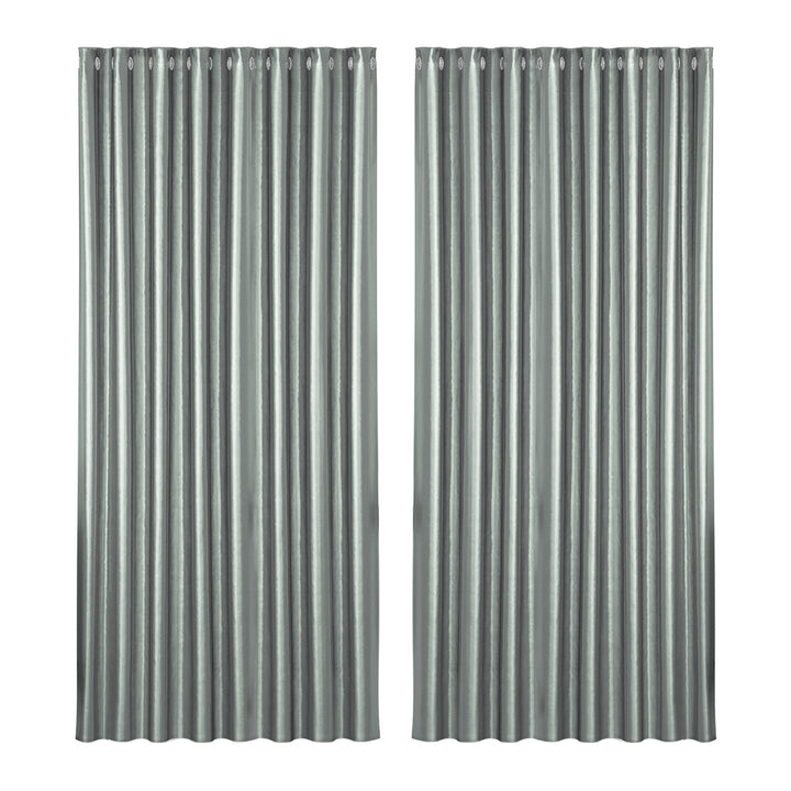 2 x Blackout Curtains - Eyelet 300 x 230cm - Grey Shine - Sleep Dreams