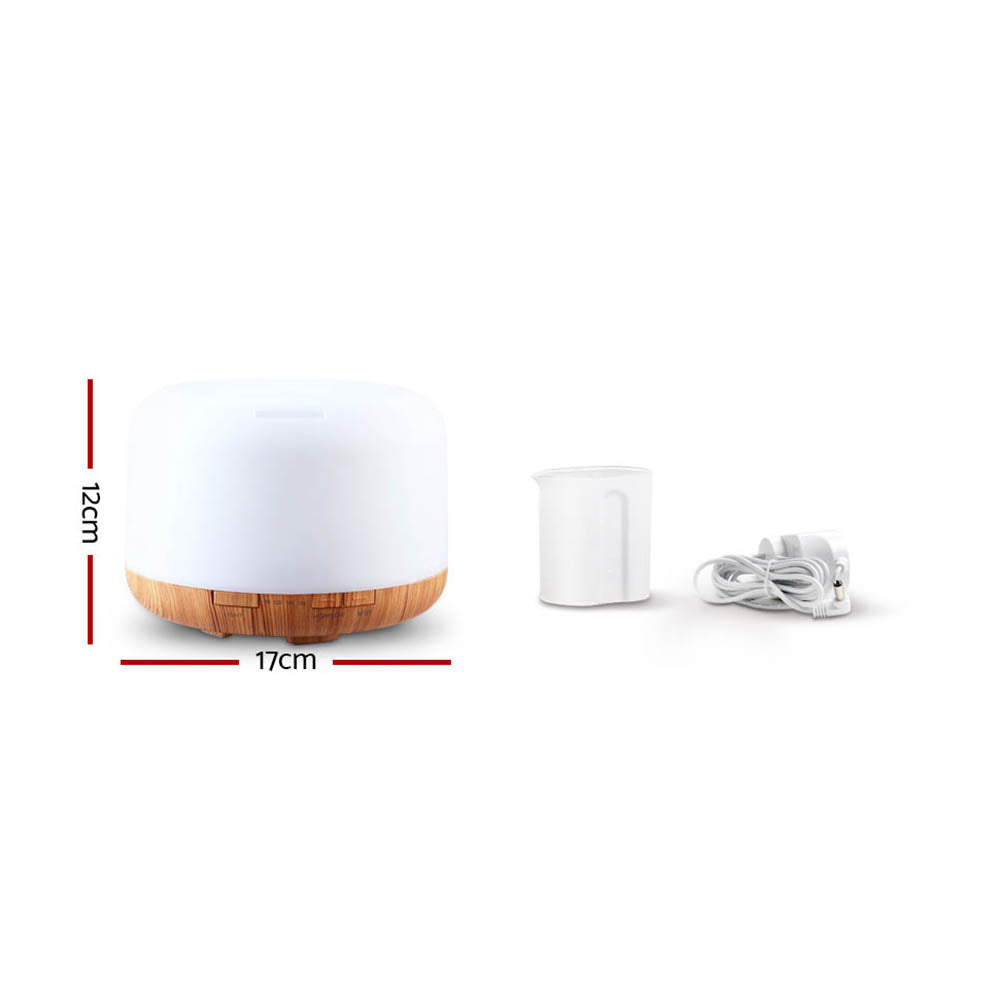 500ml Aromatherapy Diffuser & LED Night Light / Humidifier - Light Wood Grain - Sleep Dreams