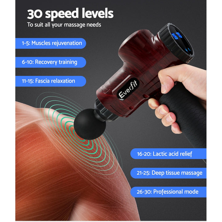 Massage Gun / Electric Massager With 6 Heads & LCD - Mahogany Red - Sleep Dreams