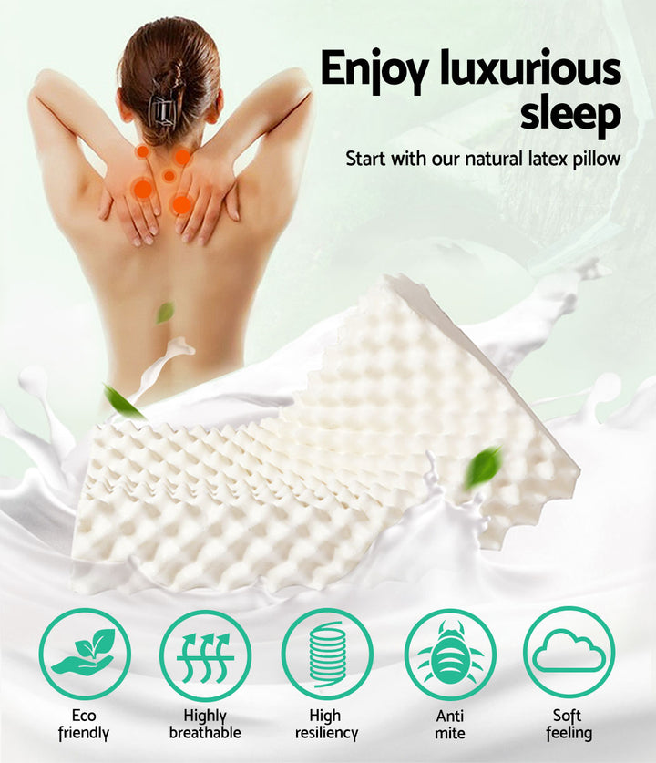 2 x Natural Latex Pillows With 3-Zone Massage - Sleep Dreams