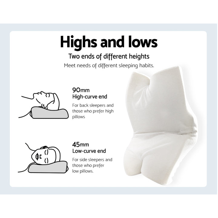Memory Foam Pillow - Butterfly Contour Shape - White - Sleep Dreams