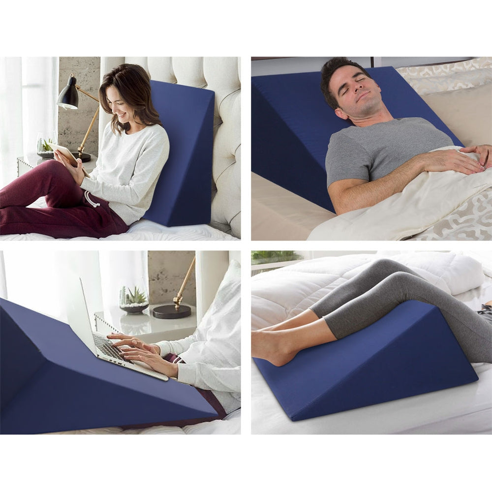 1 x Foam Wedge Pillow - 30cm Incline - Back Support - Blue