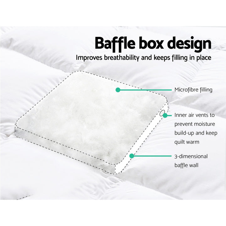 Double Mattress Topper Pillowtop 1000GSM Microfibre Filling Protector - Sleep Dreams