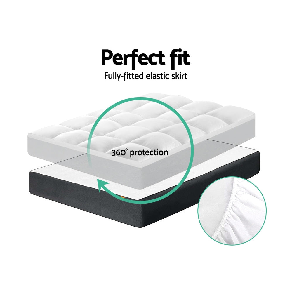 Double Mattress Topper Pillowtop 1000GSM Microfibre Filling Protector - Sleep Dreams