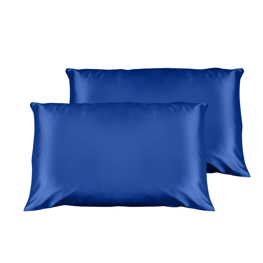 2 x Satin Pillowcases In Gift Box - 51 x 76cm - Navy Blue