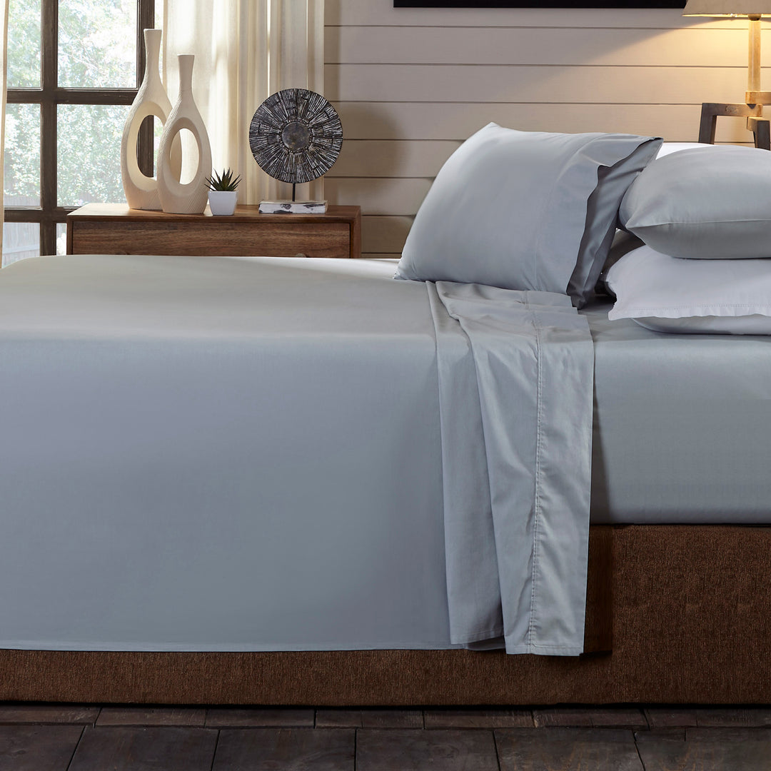 King - 100% Organic Cotton Sheet Set (Flat & Fitted Sheet, 2 Pillow cases) - Grey - Sleep Dreams