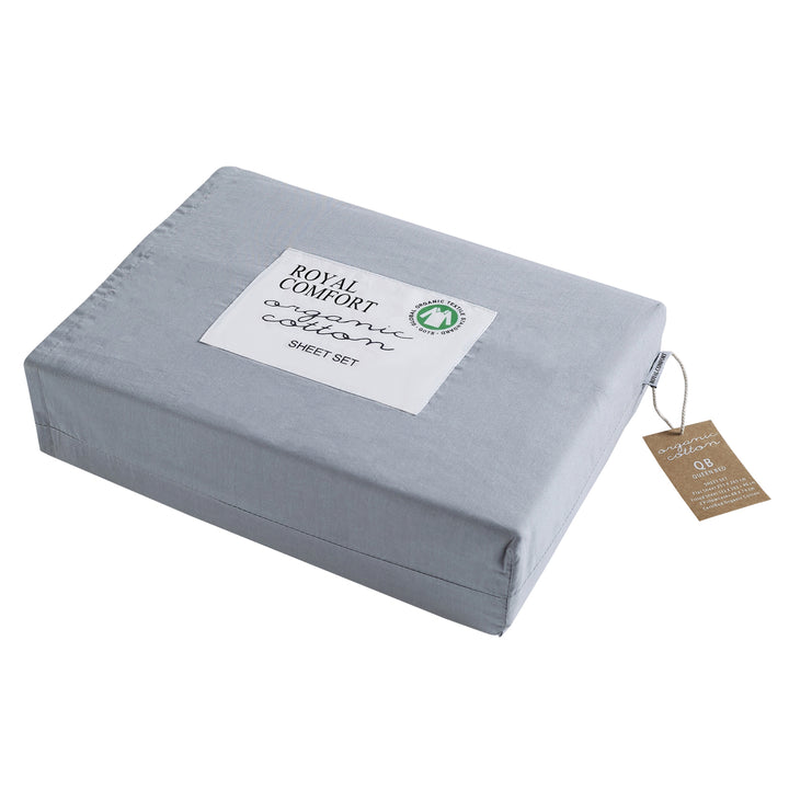 King - 100% Organic Cotton Sheet Set (Flat & Fitted Sheet, 2 Pillow cases) - Grey - Sleep Dreams