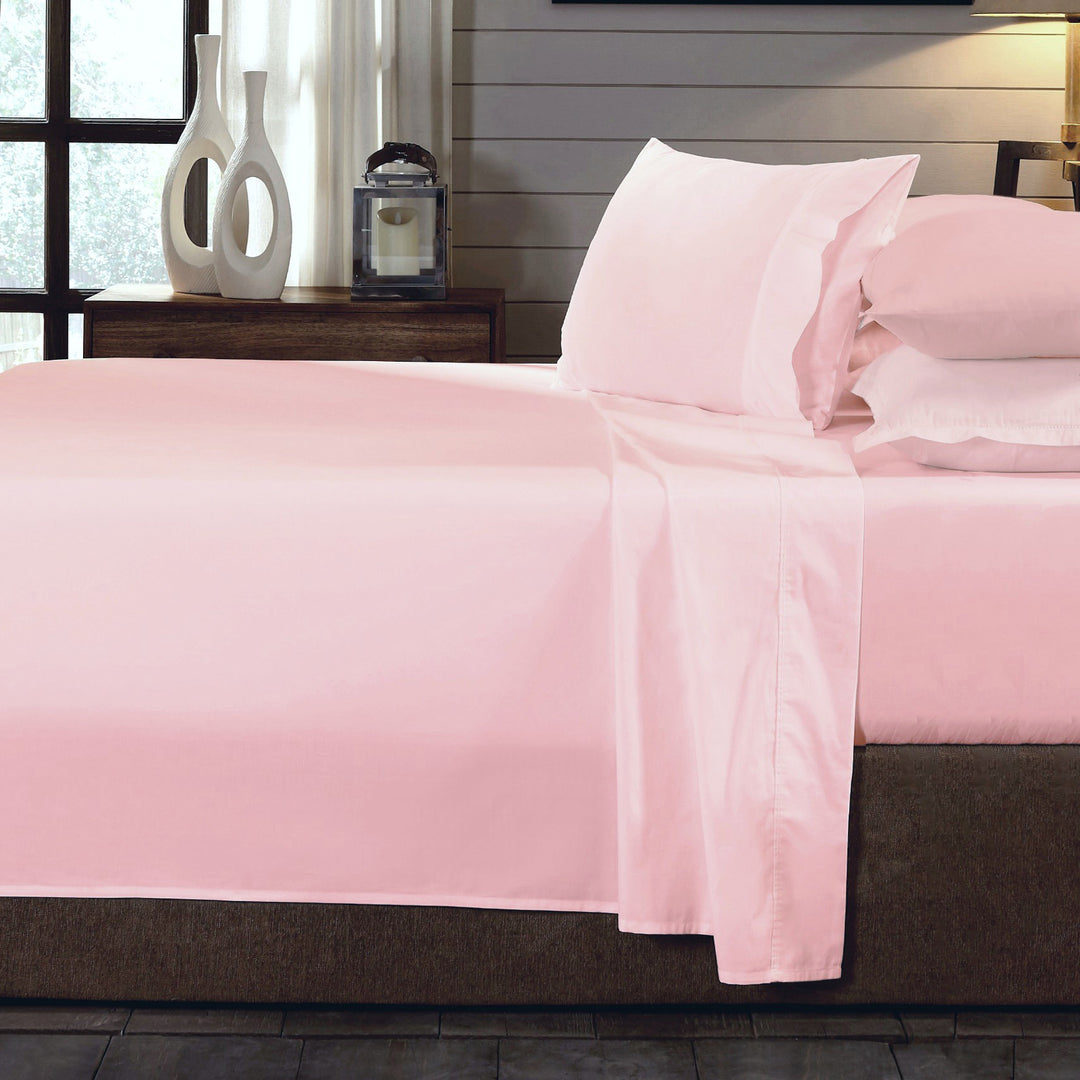 King - 100% Organic Cotton Sheet Set (Flat & Fitted Sheet, 2 Pillow cases) - Pink - Sleep Dreams