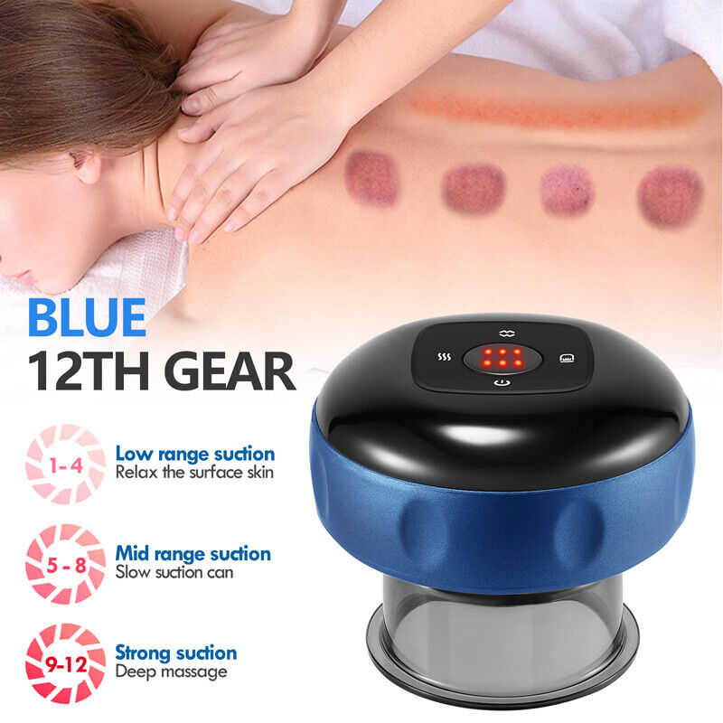 Portable Electric Cupping Machine - Blue - 12 Levels