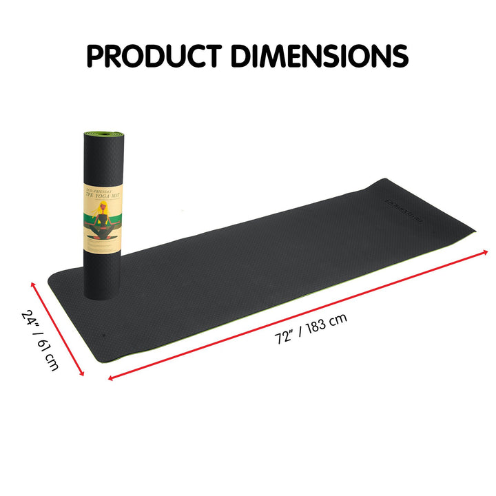 Eco-Friendly Dual Layer 8mm Yoga Mat | Black Green | Non-Slip Surface and Carry Strap for Ultimate Comfort and Portability - Sleep Dreams