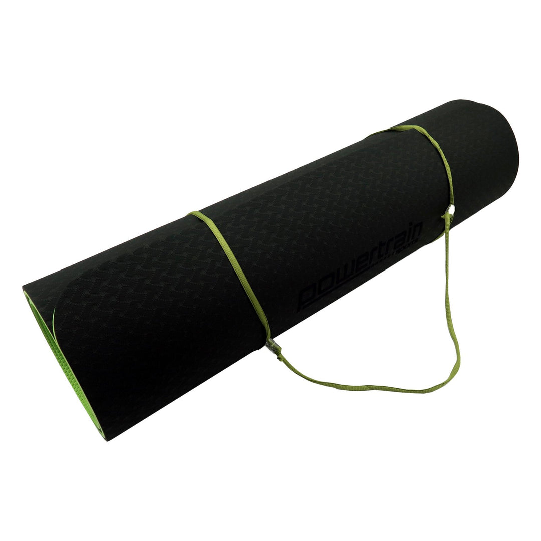 Eco-Friendly Dual Layer 8mm Yoga Mat | Black Green | Non-Slip Surface and Carry Strap for Ultimate Comfort and Portability - Sleep Dreams
