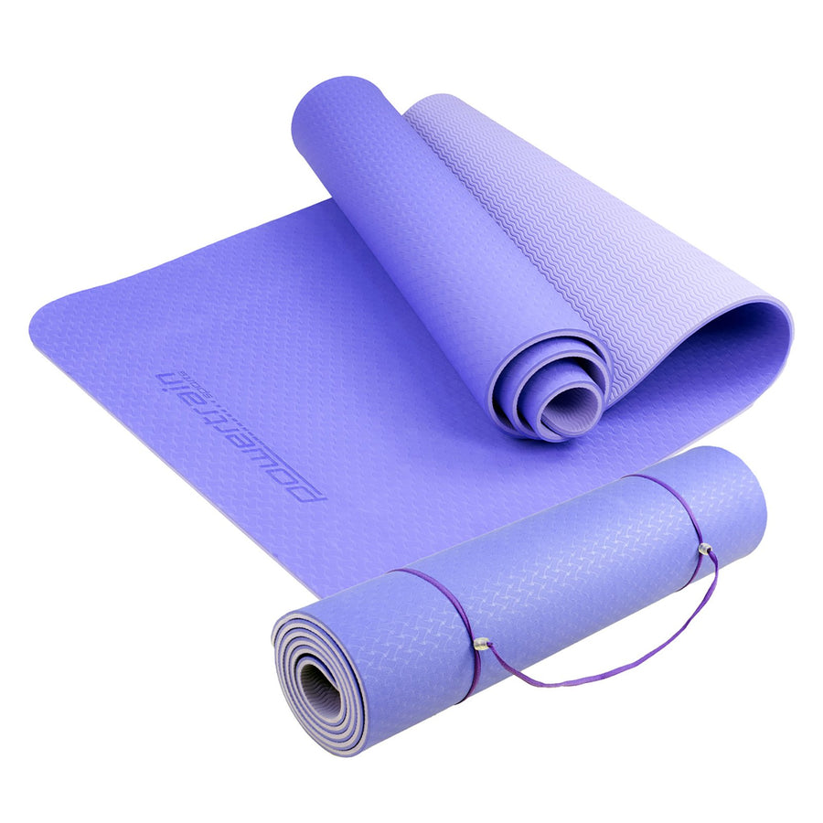Eco-friendly Dual Layer 8mm Yoga Mat | Light Purple | Non-slip Surface And Carry Strap For Ultimate Comfort And Portability - Sleep Dreams