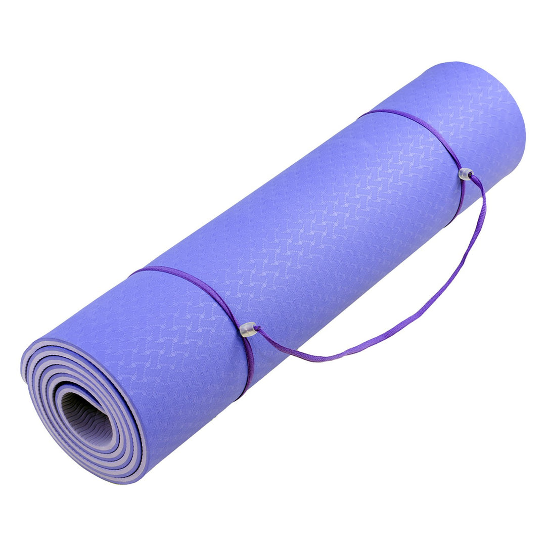 Eco-friendly Dual Layer 8mm Yoga Mat | Light Purple | Non-slip Surface And Carry Strap For Ultimate Comfort And Portability - Sleep Dreams