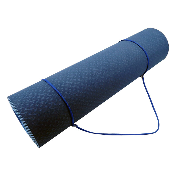 Eco-friendly Dual Layer 8mm Yoga Mat | Dark Blue | Non-slip Surface And Carry Strap For Ultimate Comfort And Portability - Sleep Dreams