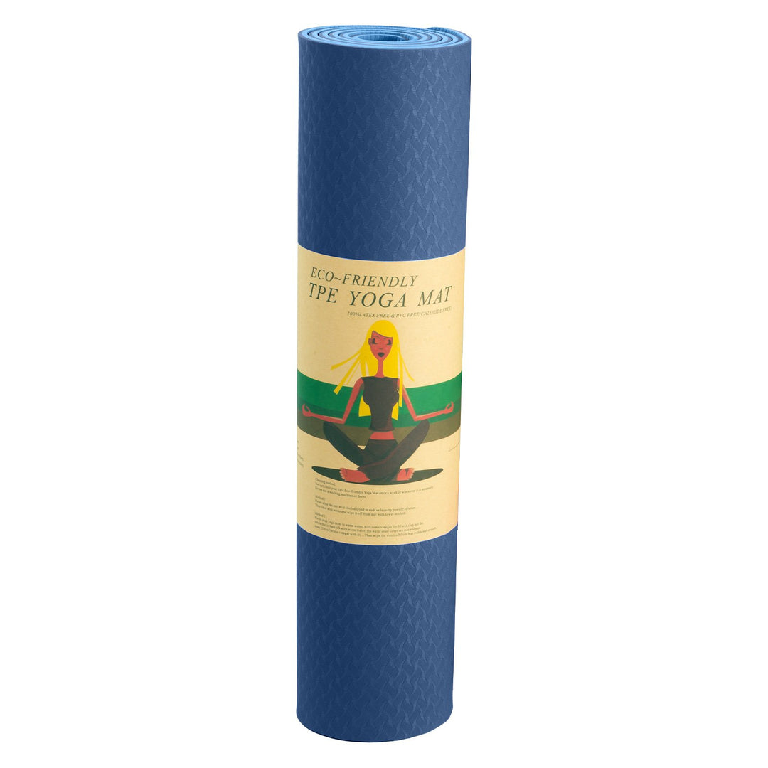 Eco-friendly Dual Layer 8mm Yoga Mat | Dark Blue | Non-slip Surface And Carry Strap For Ultimate Comfort And Portability - Sleep Dreams