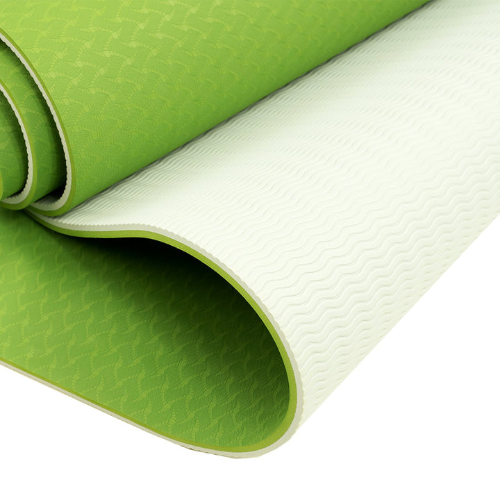 Eco-Friendly Dual layer 8mm Yoga Mat | Lime Green | Non-Slip Surface, and Carry Strap for Ultimate Comfort and Portability - Sleep Dreams