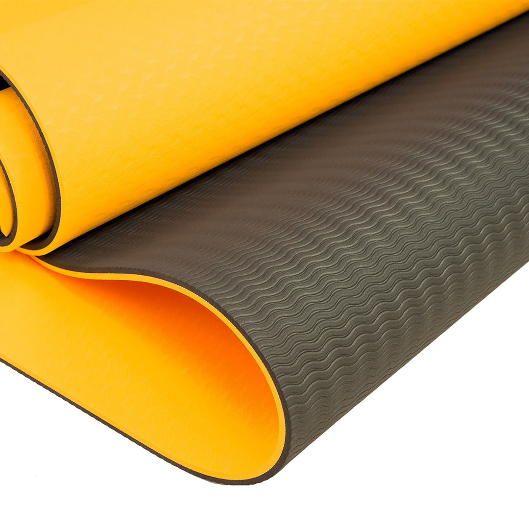 Eco-Friendly Dual Layer 8mm Yoga Mat | Orange | Non-Slip Surface and Carry Strap for Ultimate Comfort and Portability - Sleep Dreams