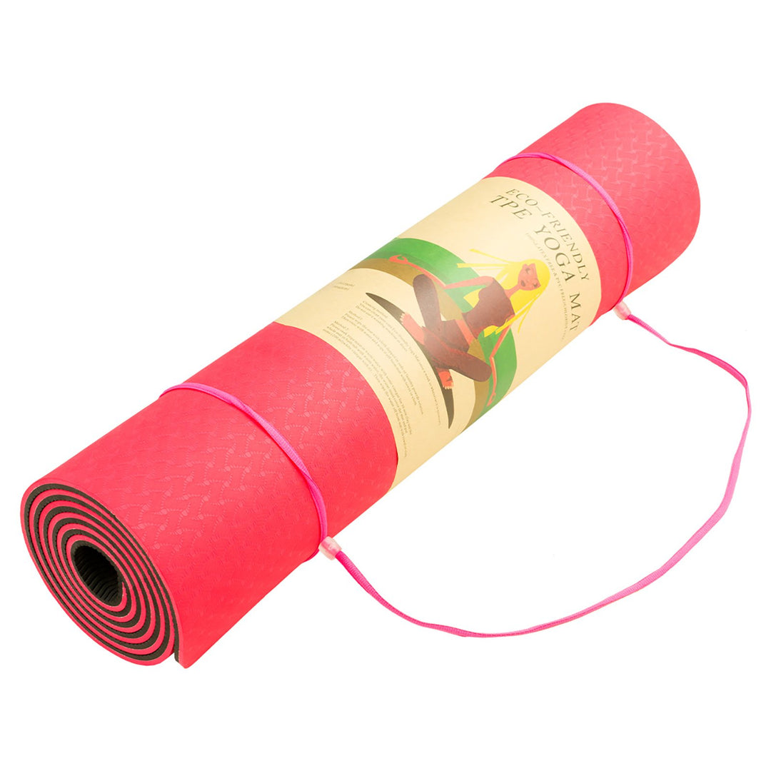 Eco-Friendly Dual Layer 8mm Yoga Mat | Red Blush | Non-Slip Surface and Carry Strap for Ultimate Comfort and Portability - Sleep Dreams