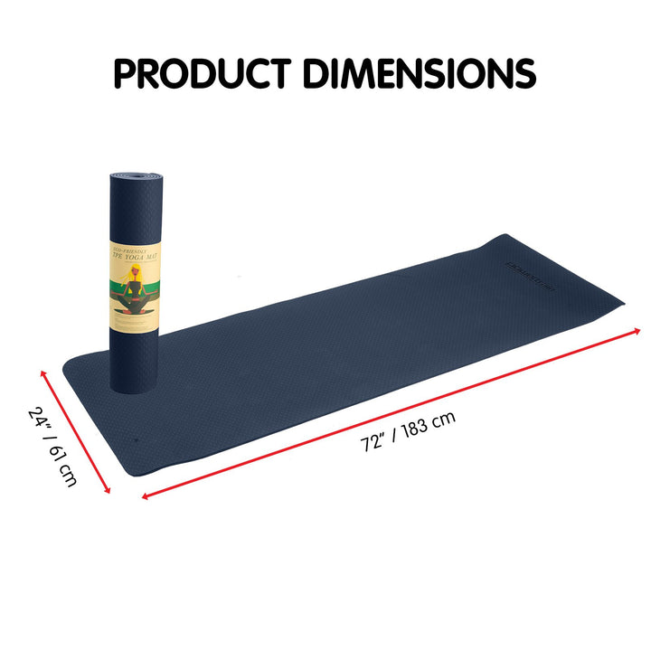 Eco-friendly Dual Layer 6mm Yoga Mat | Navy | Non-slip Surface And Carry Strap For Ultimate Comfort And Portability - Sleep Dreams