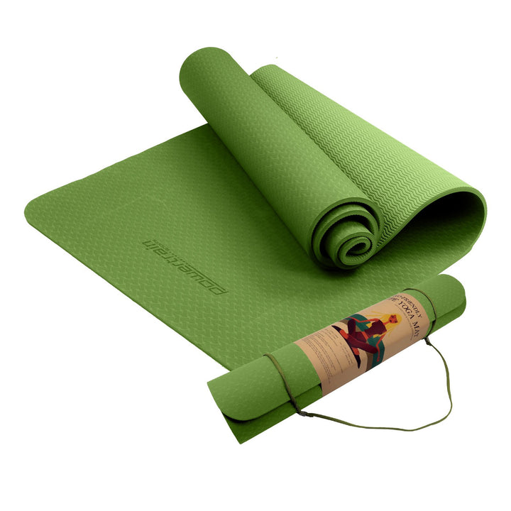Eco-friendly Dual Layer 6mm Yoga Mat | Olive | Non-slip Surface And Carry Strap For Ultimate Comfort And Portability - Sleep Dreams