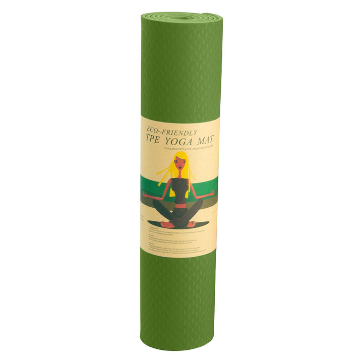 Eco-friendly Dual Layer 6mm Yoga Mat | Olive | Non-slip Surface And Carry Strap For Ultimate Comfort And Portability - Sleep Dreams