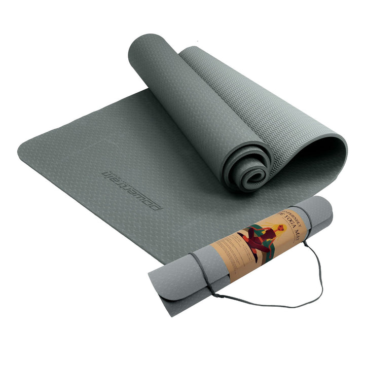 Eco-friendly Dual Layer 6mm Yoga Mat | Slate Grey | Non-slip Surface And Carry Strap For Ultimate Comfort And Portability - Sleep Dreams