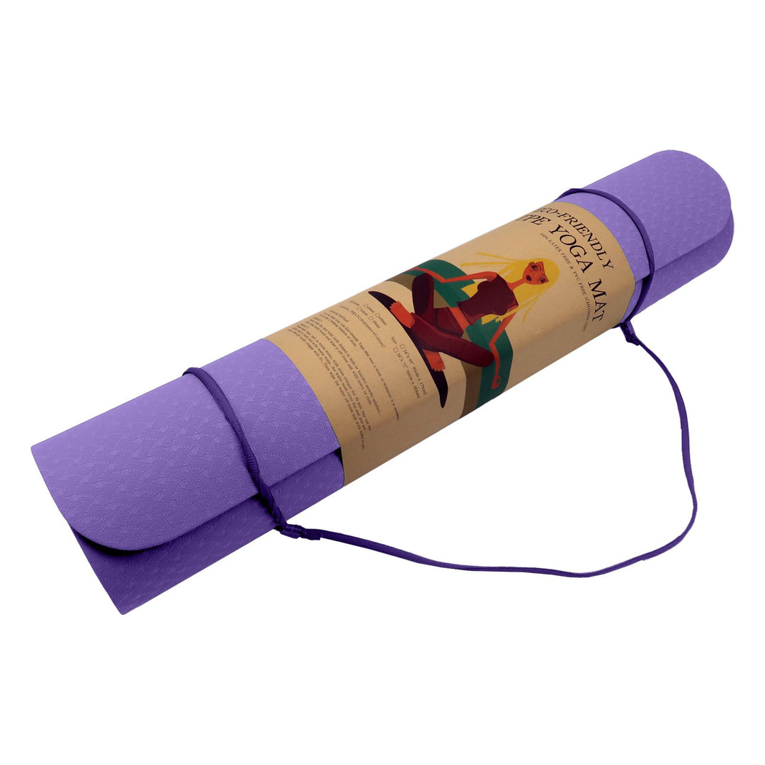 Eco-friendly Dual Layer 6mm Yoga Mat | Dark Lavender | Non-slip Surface And Carry Strap For Ultimate Comfort And Portability - Sleep Dreams