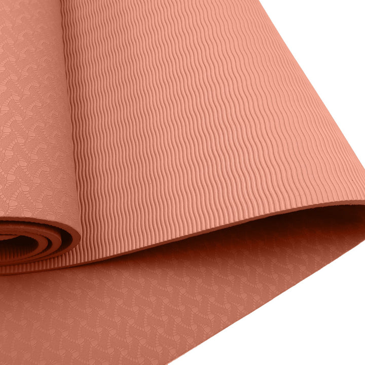 Eco-friendly Dual Layer 6mm Yoga Mat | Peach | Non-slip Surface And Carry Strap For Ultimate Comfort And Portability - Sleep Dreams