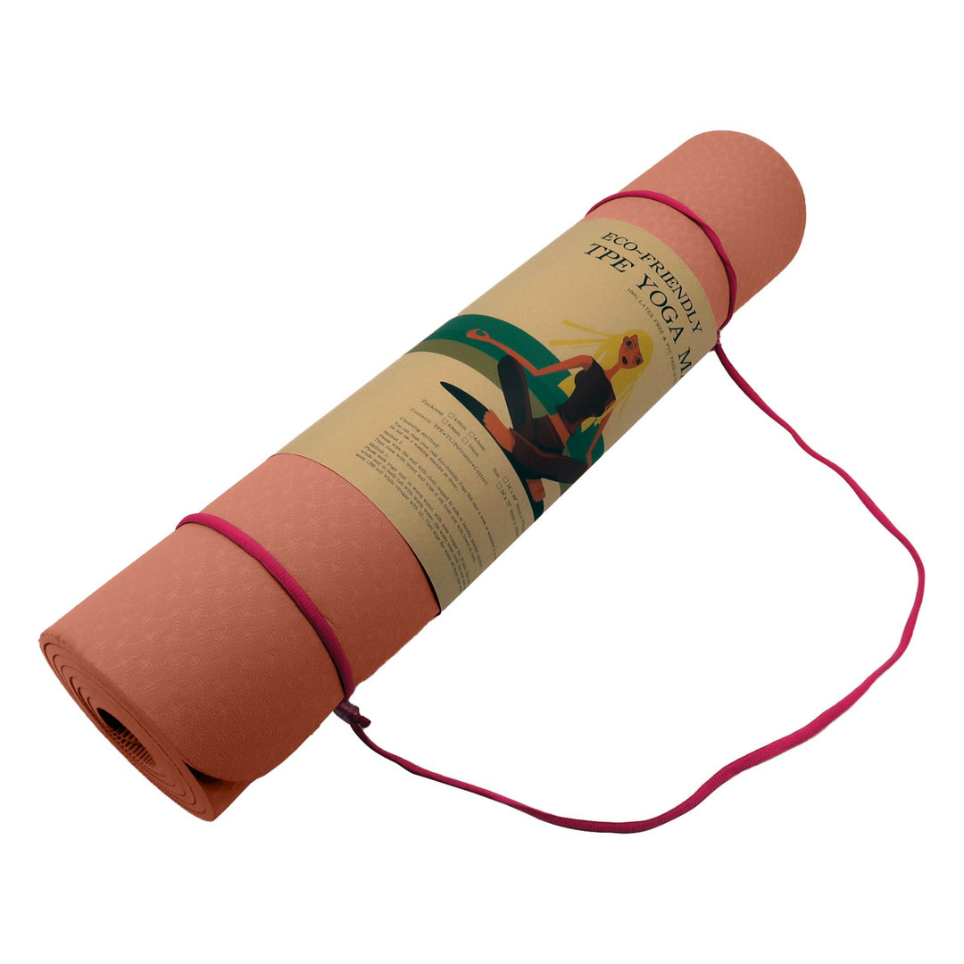 Eco-friendly Dual Layer 6mm Yoga Mat | Peach | Non-slip Surface And Carry Strap For Ultimate Comfort And Portability - Sleep Dreams