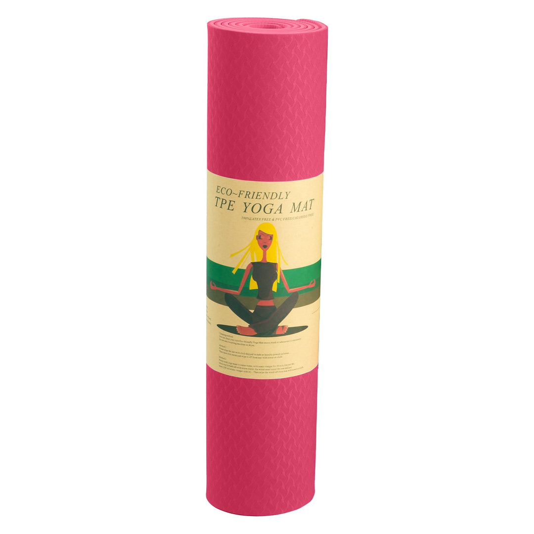 Eco-friendly Dual Layer 6mm Yoga Mat | Pink | Non-slip Surface And Carry Strap For Ultimate Comfort And Portability - Sleep Dreams