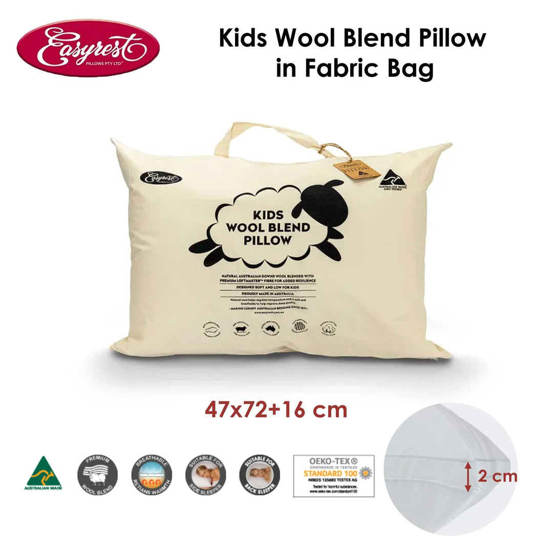 Easyrest Kids Wool Blend Standard Pillow in Fabric Bag