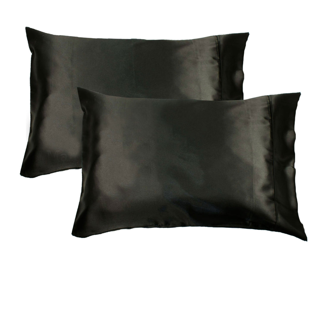 2 x Satin Pillowcases 300 TC - 48 x 73cm - Black