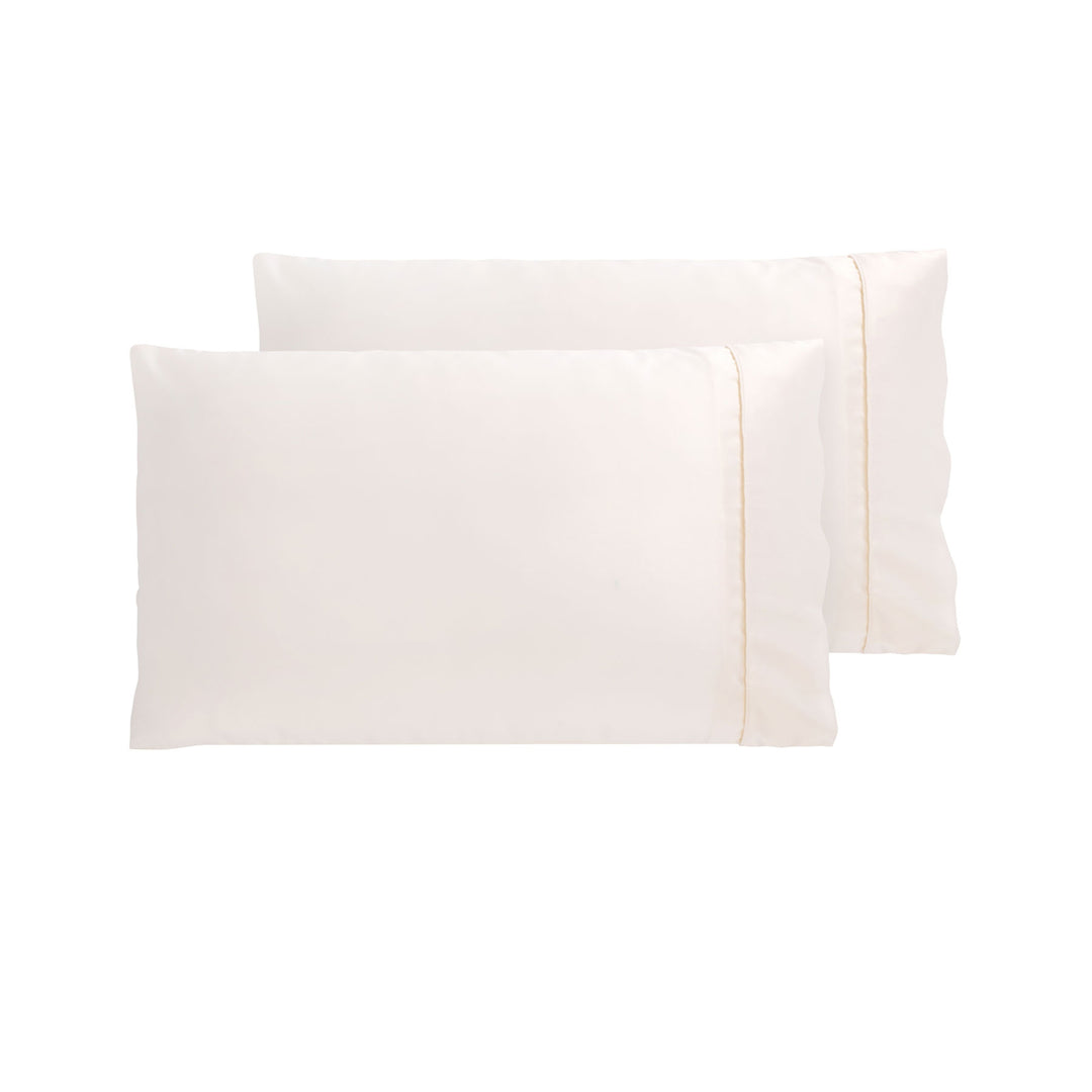 2 x Satin Pillowcases 300 TC - 48 x 73cm - Cream