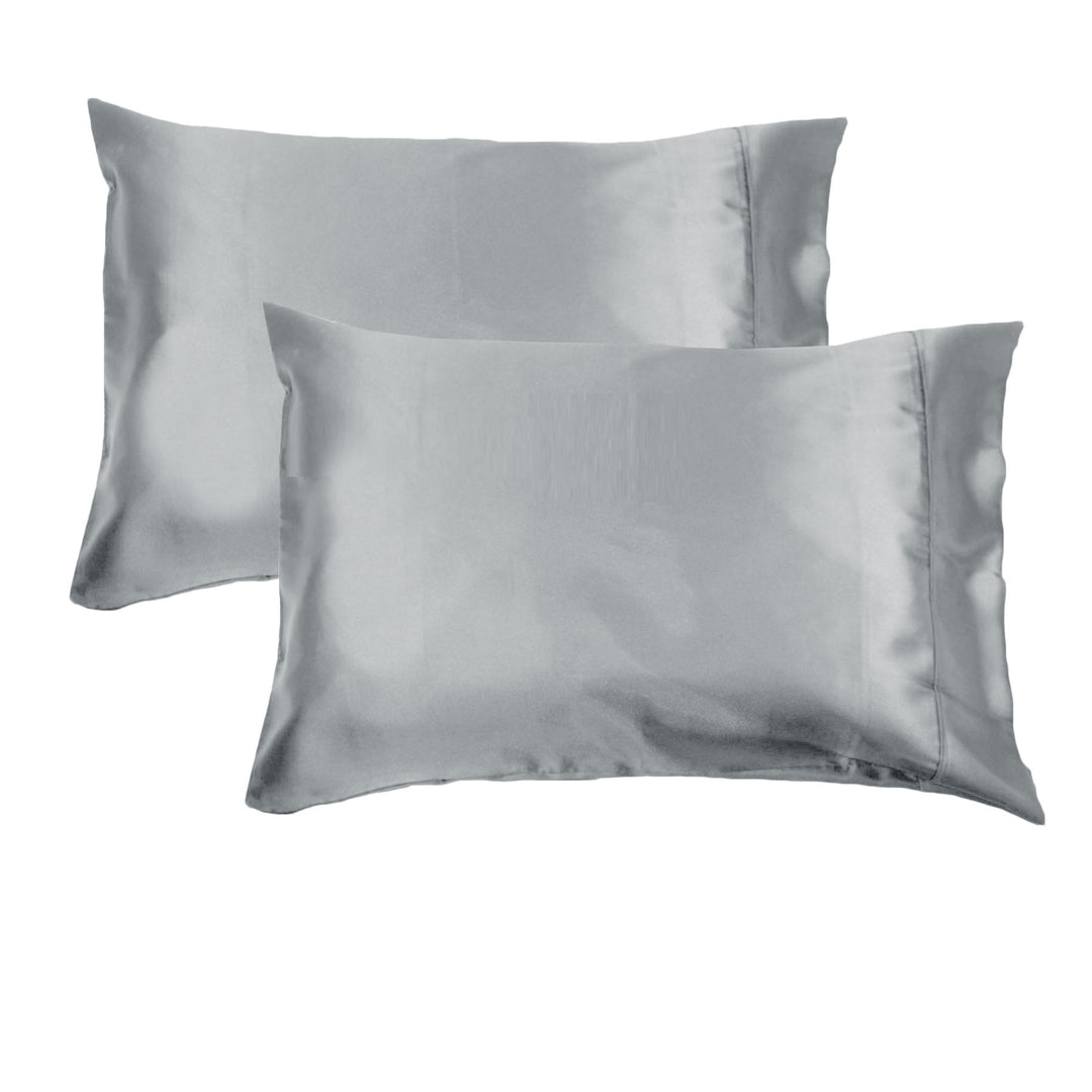 2 x Satin Pillowcases 300 TC - 48 x 73cm - Silver