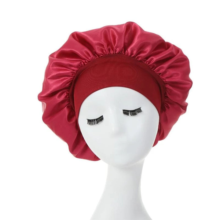 Red Hair bonnet for sleep with wide brim